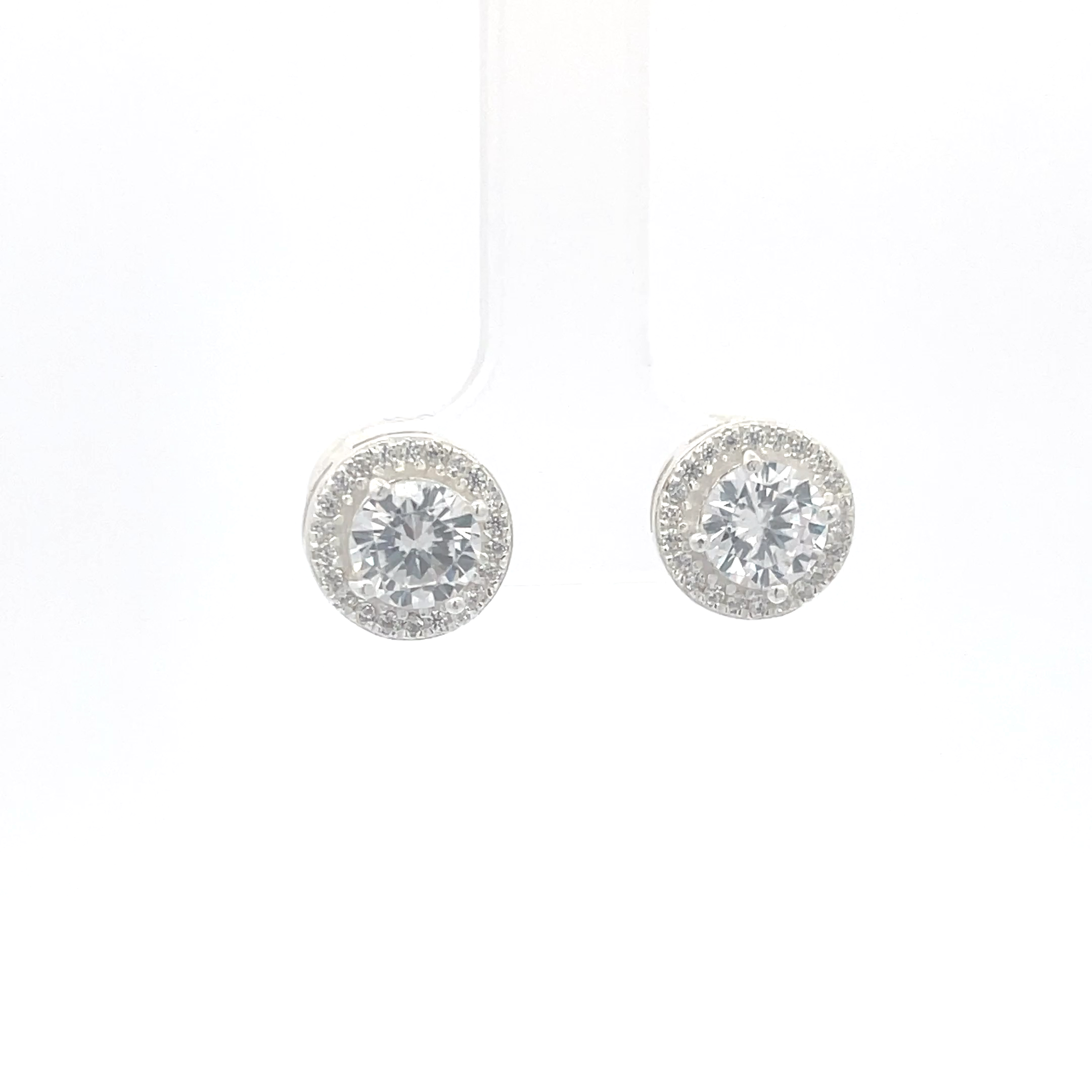 Halo earrings with cubic zirconia